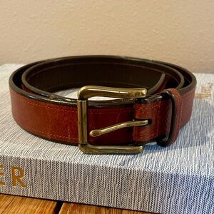 Polo Ralph Lauren Vintage Leather Plaque Buckle Belt – Brown